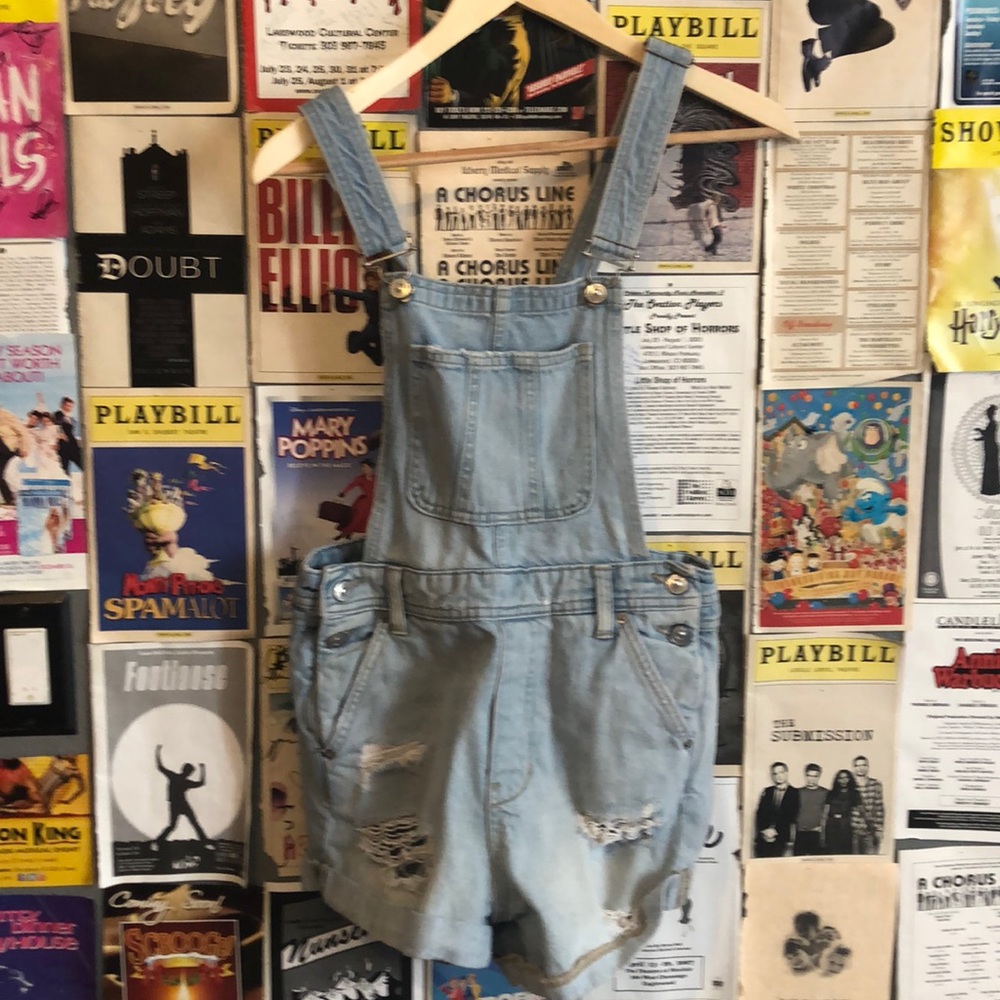 jean short overalls